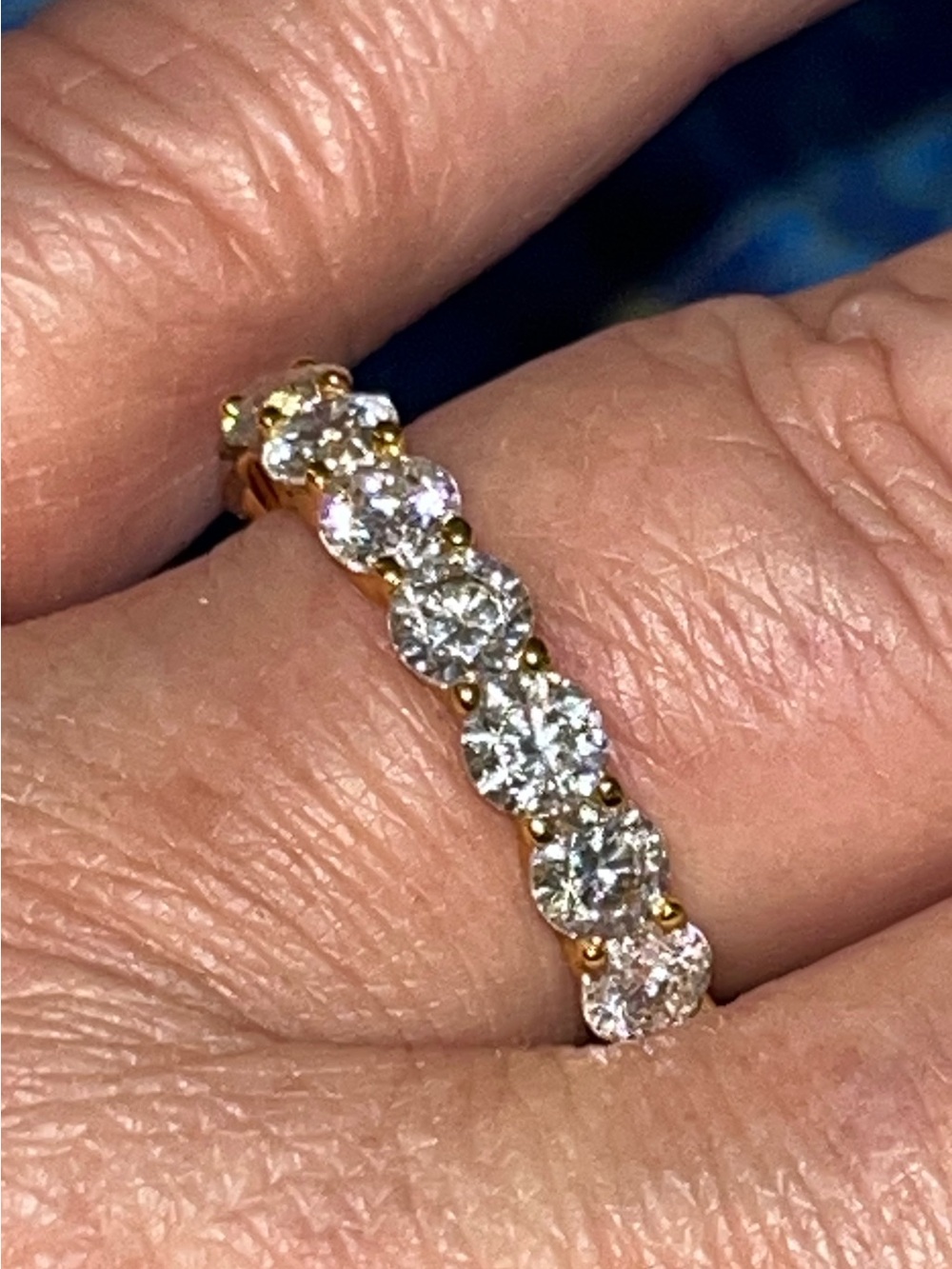 Gold Diamond Moissanite Eternity Band - Sz 9 STUNNING